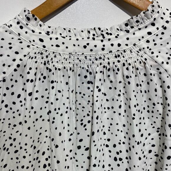 Jones & Co Jones New York Women's White Black Dotted Ruffled Blouse Size XL - Picture 8 of 9